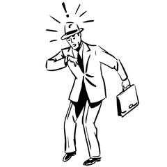 late businessman looking watch business concept