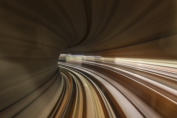 MRT Train In Tunnel