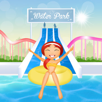 girl in water park