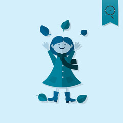 Cheerful Girl with Leaves