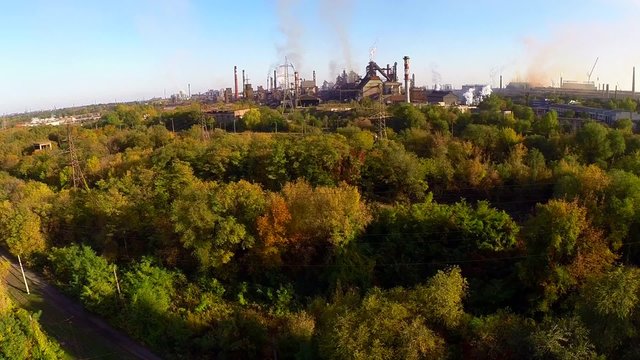 Industrial landscape large iron and steel works. Krivoy Rog. Ukraine.