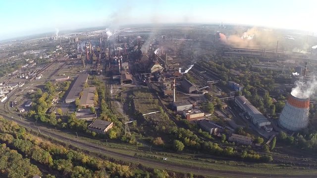Industrial landscape large iron and steel works. Krivoy Rog. Ukraine.