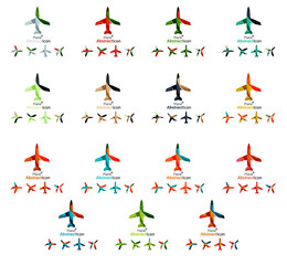 Set of color airplane logo icons