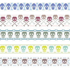 vector borders with pixel skulls