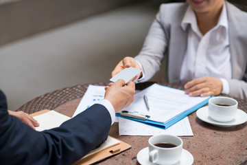 Giving business card