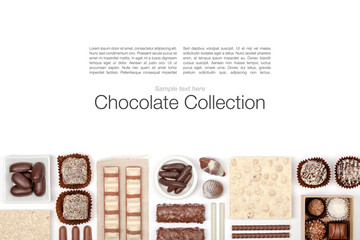 chocolate on white background 