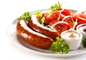 Grilled sausages and vegetables 