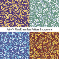 Set Textured Natural Seamless Patterns Backgrounds floral