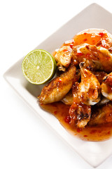 Grilled chicken wings and vegetables 