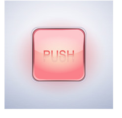 Glossy Glass START Button. Vector Illustration.