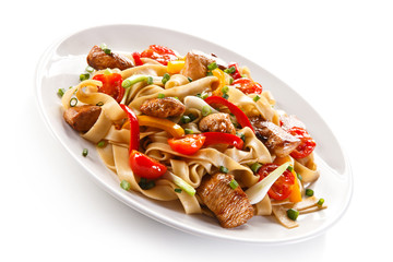 Pasta with meat and vegetables 