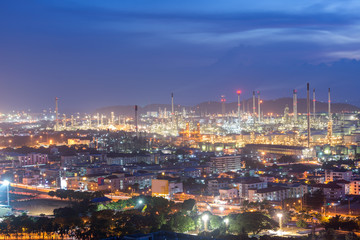 Fototapeta na wymiar Oil refinery, petrochemical at twiligh
