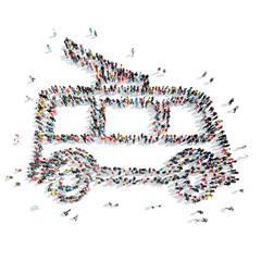 people  shape  trolleybus cartoon