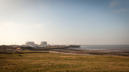Heysham Nuclear Power Station, Lancashire. Heysham 1 and 2 nuclear power stations on Morecambe Bay in the North West of England.