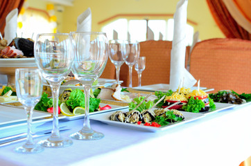 background decorated table with dishes