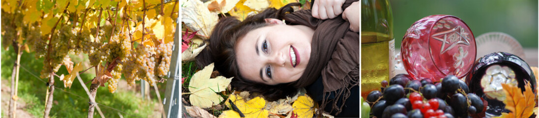 Gartenarbeit und Weinlese im Herbst