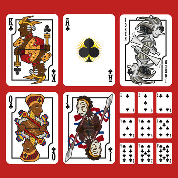 Club Suit Playing Cards Full Set, include King Queen Jack and Ace of Club