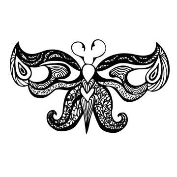 Zentangle stylized black Butterfly.