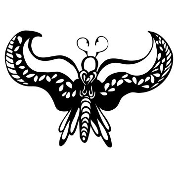 Zentangle stylized black Butterfly.