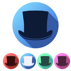 Set Flat icons of black gentleman hat cylinder