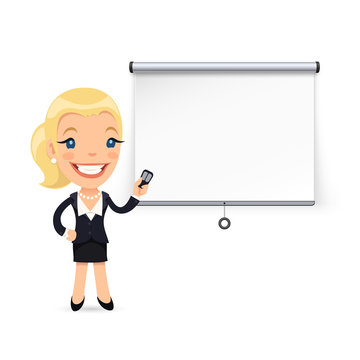 Businesswoman Gives a Presentation or Seminar.