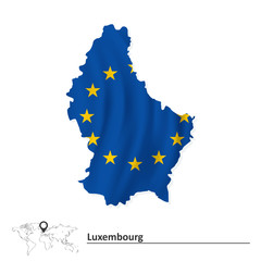 Obraz premium Map of Luxembourg with European Union flag