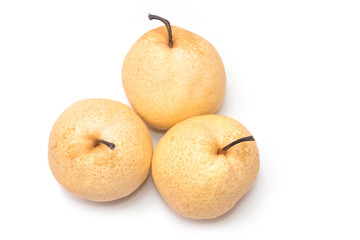 Chinese pear nashi isolated on white background