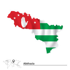 Map of Abkhazia with flag