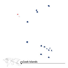 Map of Cook Islands with flag