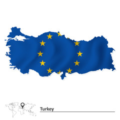 Map of Turkey with European Union flag
