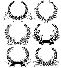 Ornate wreaths set. Vector design elements.