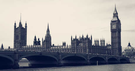 Fototapeta na wymiar Big Ben and Parliament vintage