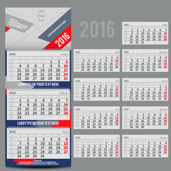 Vector calendar 2016 - Planner for three month