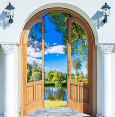 Arch door open pond
