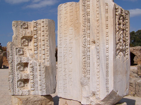 Ancient Carved Stone Friezes at Carthage Tunisia