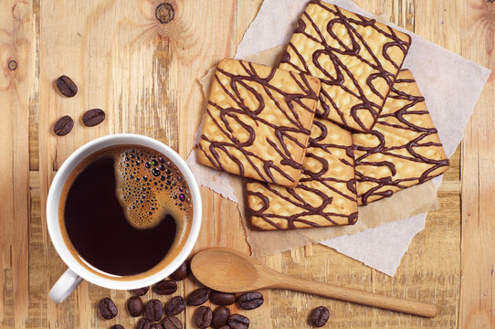 Chocolate cookies with coffee