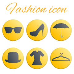 Yellow fashion realistic button set