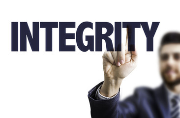 Businessman pointing the text: Integrity