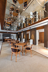 Interior of the restaurant of the luxury hotel.