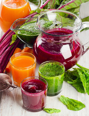 Healthy vegetable smoothie and juice