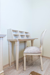 Fototapeta na wymiar classic white desk and chair