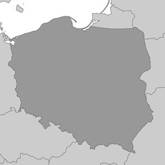 Polen - Karte in Grau