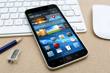 Workplace with mobile phone