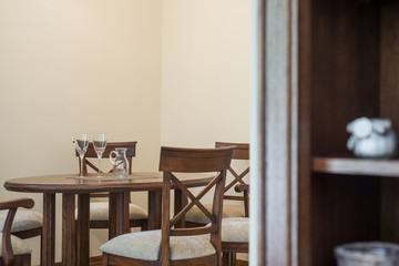 Interior of a modern wooden dining room