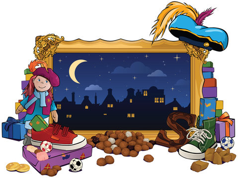 Sinterklaas lijst met snoepgoed en cadeaus.