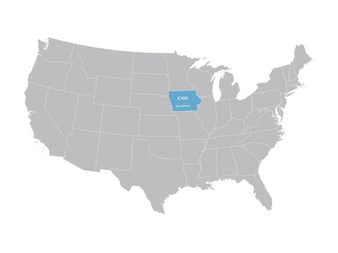 vector map of United States with indication of Iowa