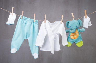 baby goods hanging on the clothesline