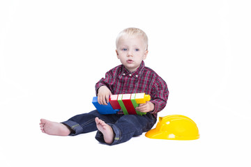 Boy playing with cubes