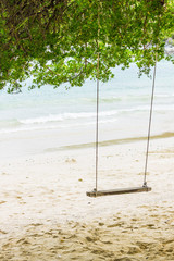 Swing in tree shade on a tropical beach