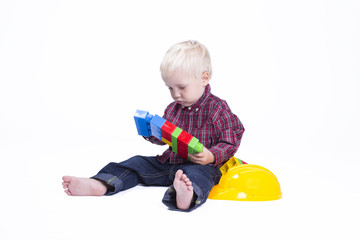 Boy playing with cubes